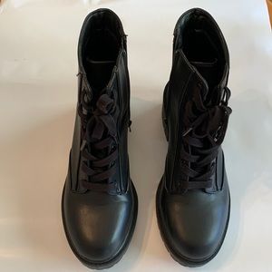 Black heel combat boots